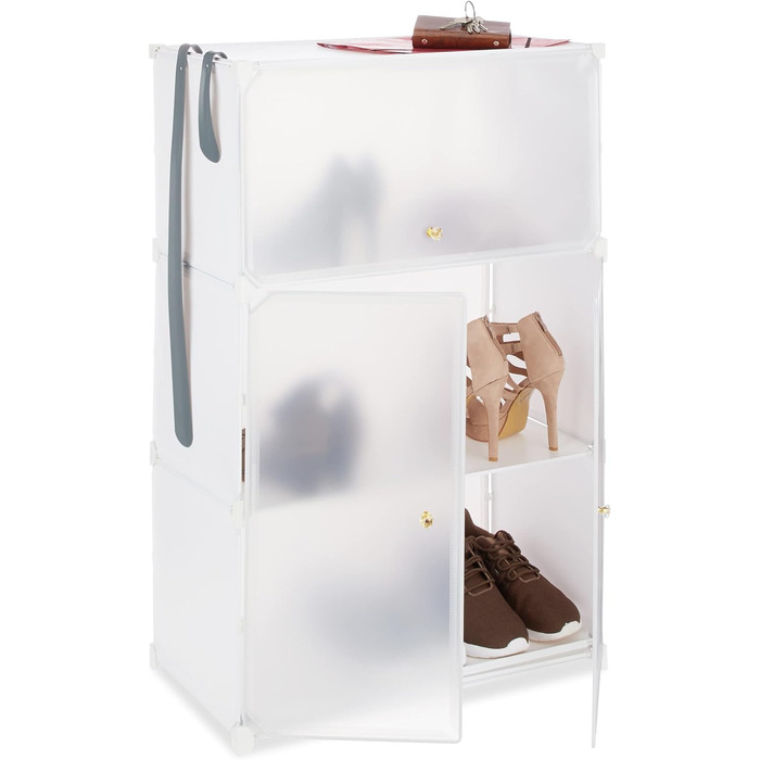 Relaxdays Schuhschrank, XL Steckregal, 24 Paar, 6 Fächer, HBT 94x61,5x31,5 cm (Schwarz)