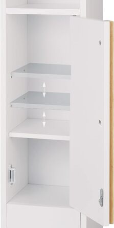 Relaxdays Toilettenpapierhalter stehend, Badezimmeregal HBT 75,5 x 18,5 x 18,5 cm, MDF & Bambus, WC Papier Schrank, weiß