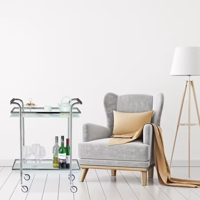 Relaxdays Servierwagen Milchglas