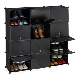 Relaxdays Schwarzer Schuhschrank mit 24 Fächern