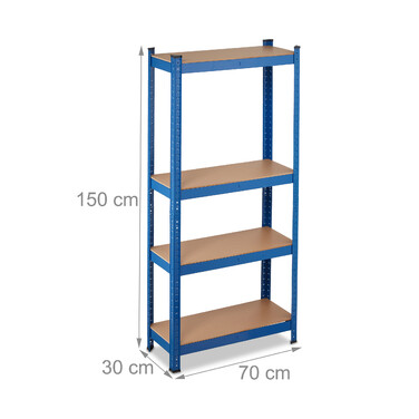Relaxdays Schwerlastregal 150 cm blau