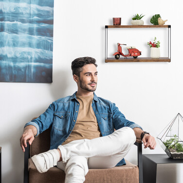 Relaxdays Wandregal Industrial mit 2 Ablagen