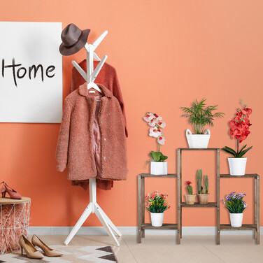 Relaxdays Braunes Blumenregal aus Holz