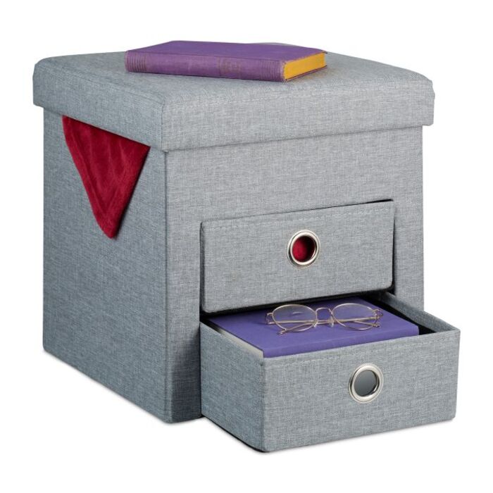 Relaxdays Sitzhocker mit Stauraum 2 Schubladen