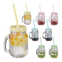 Relaxdays Trinkgläser mit Strohhalm 8er Set