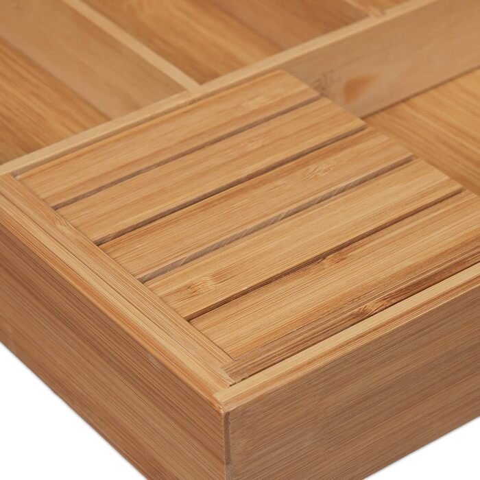 Relaxdays Bambus Besteckkasten, ausziehbar, HBT 5x55x44 cm