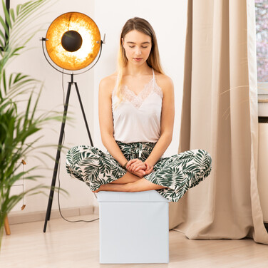 Relaxdays Kunstleder Sitzhocker mit Stauraum