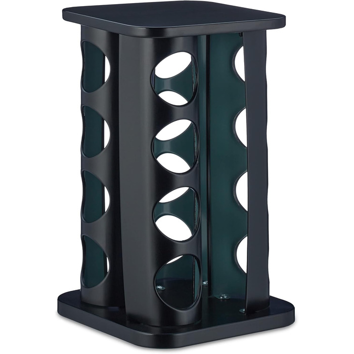 Relaxdays Gewürzkarussell, 16 Gläser, 360° drehbar, Edelstahl & Glas, 27,5x20x20 cm, schwarz