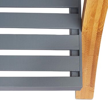 Relaxdays Handtuchständer, 3 Stangen, Ablage, 103x41x28cm, Bambus/MDF, Natur/Grau