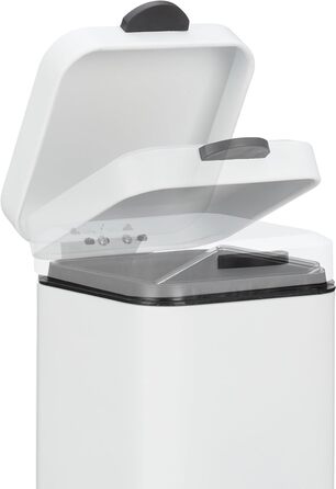 Relaxdays Kosmetikeimer Wandmontage, 6 Liter, Absenkautomatik, Inneneimer, Metall, eckiger Badezimmer Mülleimer, weiß