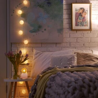 Relaxdays Dekoleuchte Beton, Tischlampe ohne Schirm, HxD 9 x 9 cm, E27 Fassung, langes Kabel, runde Betonlampe, blau