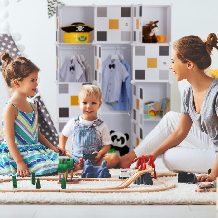 Relaxdays Steckregal Kleiderschrank 8 Fächer weiß