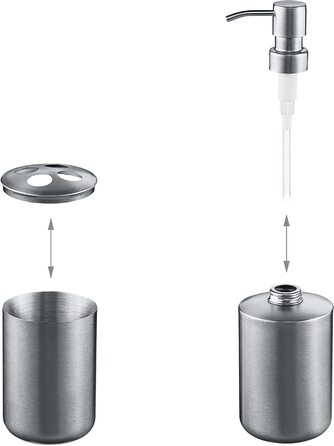 Relaxdays Badezimmer Set, 4-teilig, Seifenspender, Seifenschale, Zahnputzbecher, Zahnbürstenhalter, Edelstahl, Silber 1003887