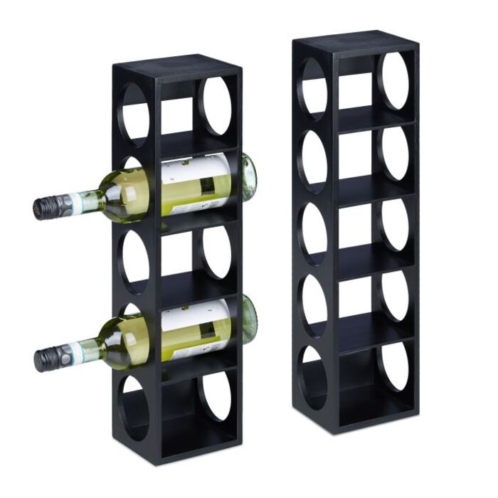 Relaxdays Schwarzes Weinregal im 2er Set