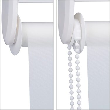 Relaxdays Duschrollo,  Seilzugrollo für Dusche & Badewanne, Decke & Fenster, Badrollo wasserabweisend, weiß, PVC, Aluminium, Kunststoff (60x240 cm)