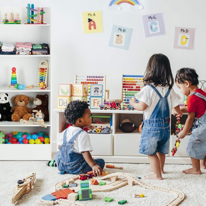 Relaxdays Bücherregal Kinder, 5 Fächern, Flur, Wohn-& Kinderzimmer, Standregal, 152 x 80 x 40 cm, weiß, 1 Stück