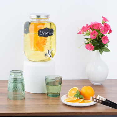 Relaxdays Getränkespender mit Fruchteinsatz 4L
