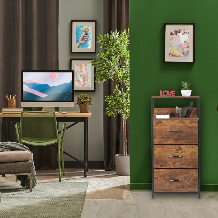 Relaxdays Standregal Industrial mit 3 Schubladen