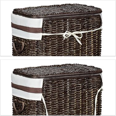 Relaxdays 2er Set stapelbare Wäschetruhe mit herausnehmbarem Wäschesack, 67 L, atmungsaktiv, Schokobraun