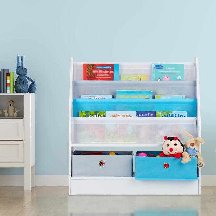 Relaxdays Kinderregal mit 2 Boxen & 3 Hängefächern