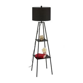 Relaxdays Stehlampe mit Regal in Schwarz