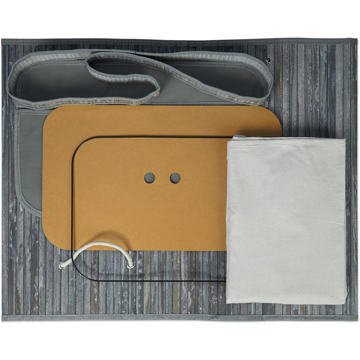 Relaxdays Wäschekorb Bambus, rechteckiger Wäschesortierer, 2 Fächer, Klappdeckel, faltbar, 95 l, (Grau)