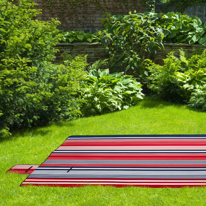 Relaxdays XXL Picknickdecke 200x300 cm gestreift