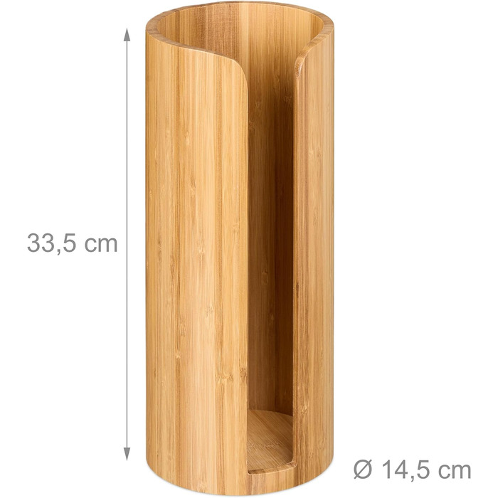 Relaxdays Toilettenpapier Aufbewahrung Bambus, für 3 Rollen, Toilettenpapierbehälter stehend, HxD: 33,5 x 14,5 cm, Natur