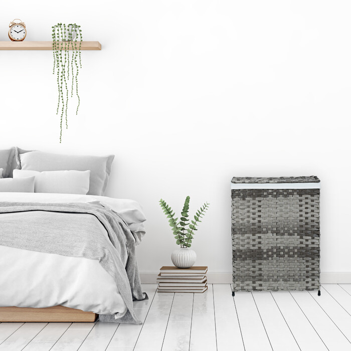 Relaxdays Wäschekorb Rattan-Optik 90 L
