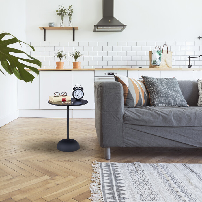 Relaxdays Runder Beistelltisch in Schwarz