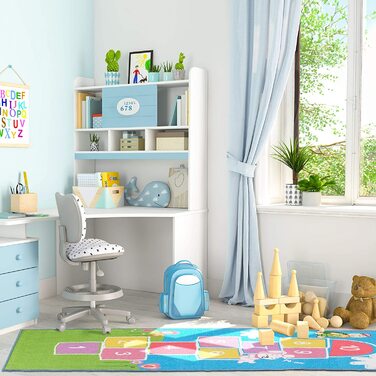 Relaxdays Kinderteppich Hüpfspiel, 180 x 70 cm, 10 Hüpfkästchen, Kurzflor, gummierte Unterseite, Spielteppich, bunt, 1 Stück