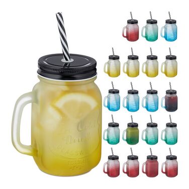 Relaxdays Bunte Trinkgläser mit Deckel 20er Set