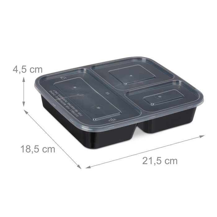 Relaxdays 10er Set Meal Prep Boxen 3 Fächer