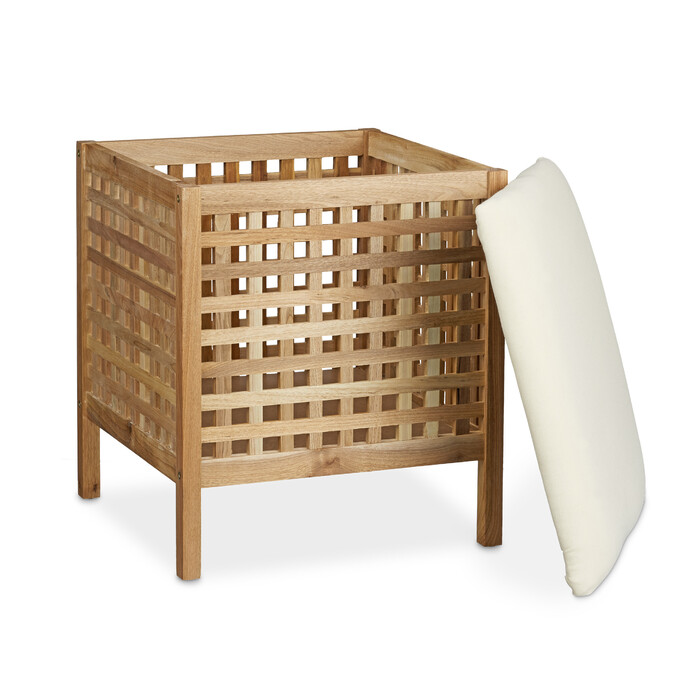 Relaxdays Badhocker Walnuss mit Wäschesammler