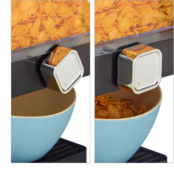 Relaxdays Müslispender doppelt, Cerealienspender für Müsli, Cornflakes, Süßigkeiten, Snackspender Kunststoff, schwarz