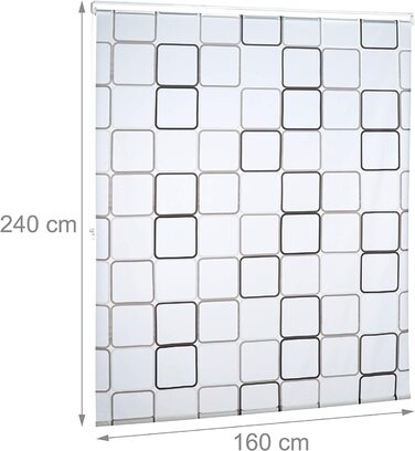 Relaxdays Duschrollo Square, wasserabweisend, Retro Badrollo Wanne u. Dusche, Deckenmontage, 80x240 cm, semitransparent (240 x 160 x 5 cm)