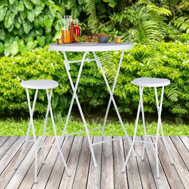 Relaxdays klappbarer Barhocker BASTIAN 2er Set, wetterfest, 80 cm, Kunststoff, Weiß