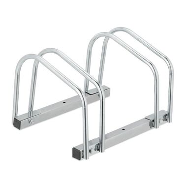 Relaxdays Silberner Fahrradständer für 2 Fahrräder
