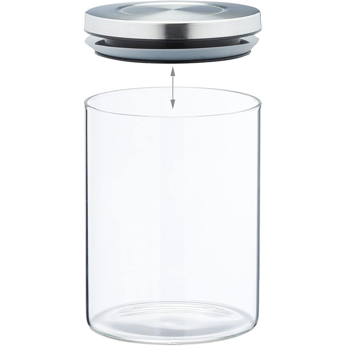 Relaxdays Glasdosen, 3er Set, 650 ml, luftdicht, transparent/silber