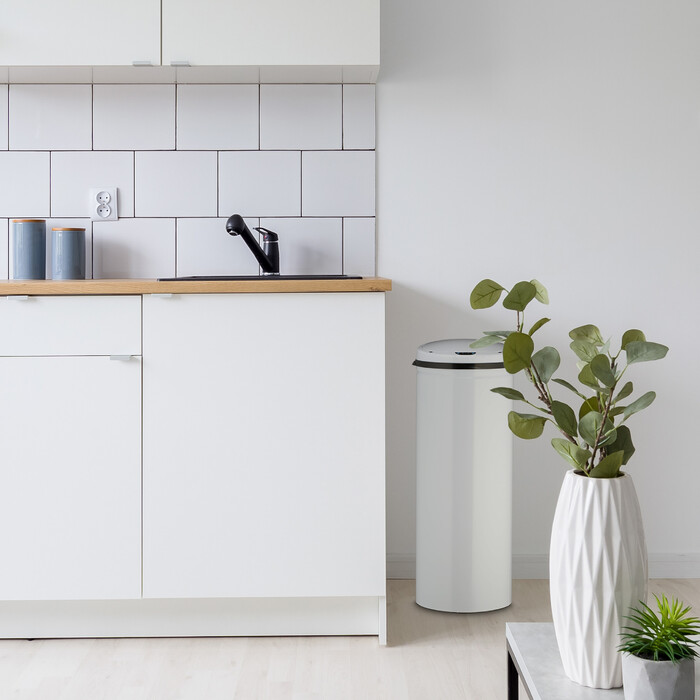Relaxdays Sensor Mülleimer 50l weiß
