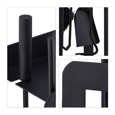 Relaxdays 5-teiliges Kaminbesteck in Schwarz