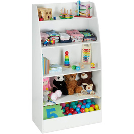 Relaxdays Bücherregal Kinder, 5 Fächern, Flur, Wohn-& Kinderzimmer, Standregal, 152 x 80 x 40 cm, weiß, 1 Stück