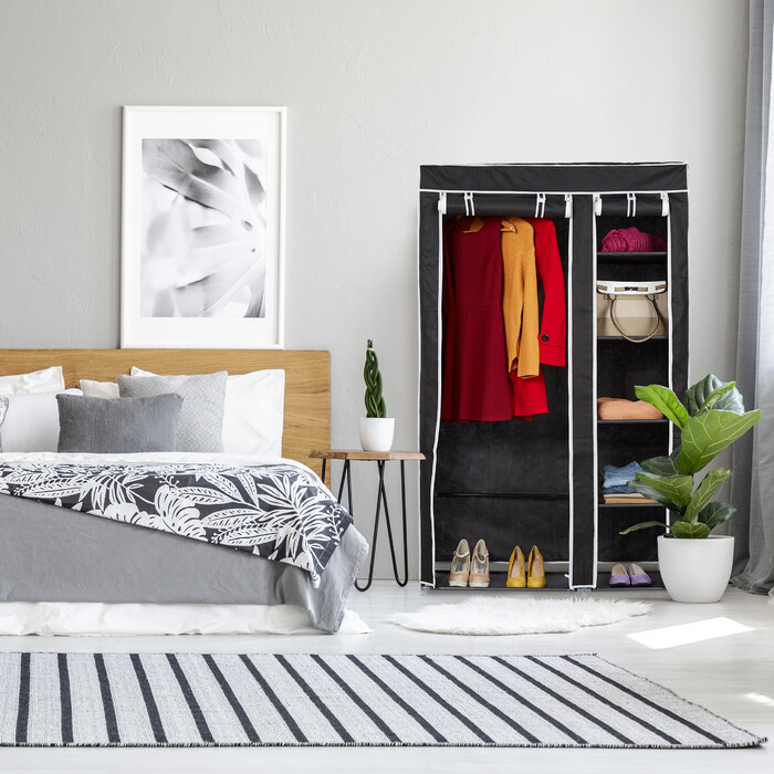 Relaxdays Großer Stoffschrank mit Kleiderstange