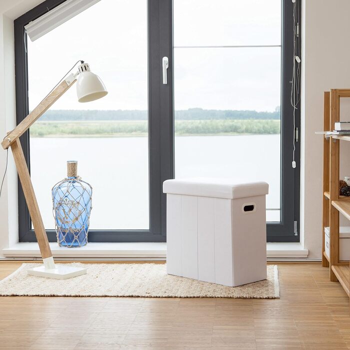 Relaxdays Faltbarer Sitzhocker mit Stauraum, 49,5x46x25,5 cm, Dunkelgrau