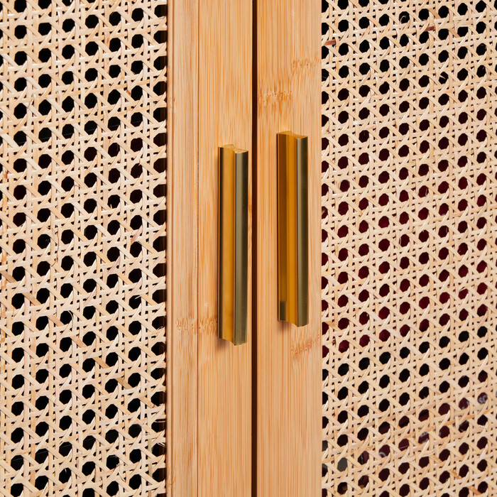 Relaxdays Sideboard mit 2 Rattan-Türen
