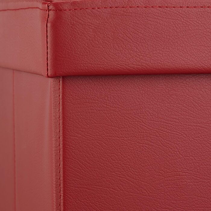 Relaxdays Sitzhocker, Leder, 38x38x38 cm, Dunkelrot