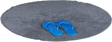 Relaxdays Badteppich  Badematte waschbar, Badvorleger für Fußbodenheizung, grau (Rund, 90 cm (rund))