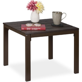 Relaxdays wetterfester Beistelltisch für Balkon, Terrasse & Garten, 39x52x48 cm, Braun