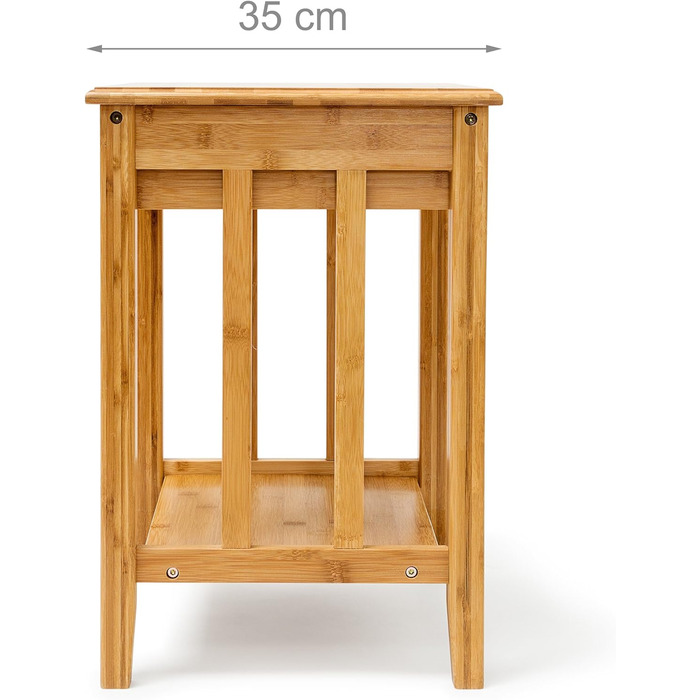 Relaxdays Bambus Beistelltisch mit Schublade H x B x T: ca. 51,5 x 40,5 x 30,5 cm Nachttisch aus robustem Holtz als schmale Nachtkonsole mit Schubfach als kleiner Tisch mit 2 Ablageflächen, natur Single