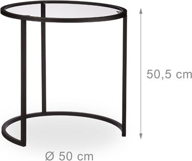 Relaxdays, schwarz Beistelltische 2er Set, Satztisch, Sofatisch, mit Glasplatte, untereinander passend, HBT 50,5x50x50cm, Hartglas, Standard